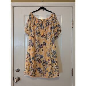 Zach & Rachel Floral Peasant Mini Dress Size 2X Yellow NWT Garden Party Summer